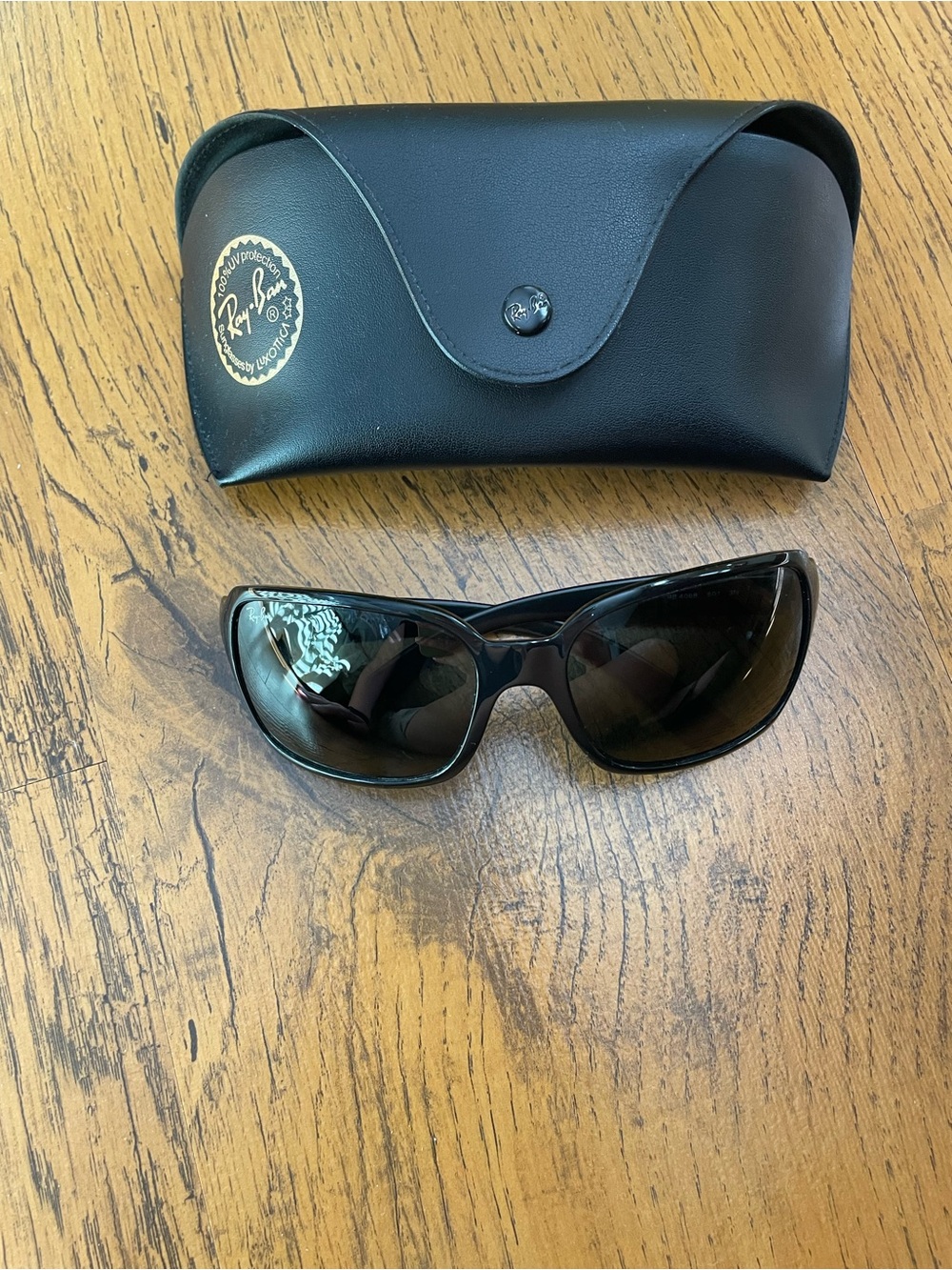 Ray-Ban Black Gloss Wrap Sunglasses with Black Case